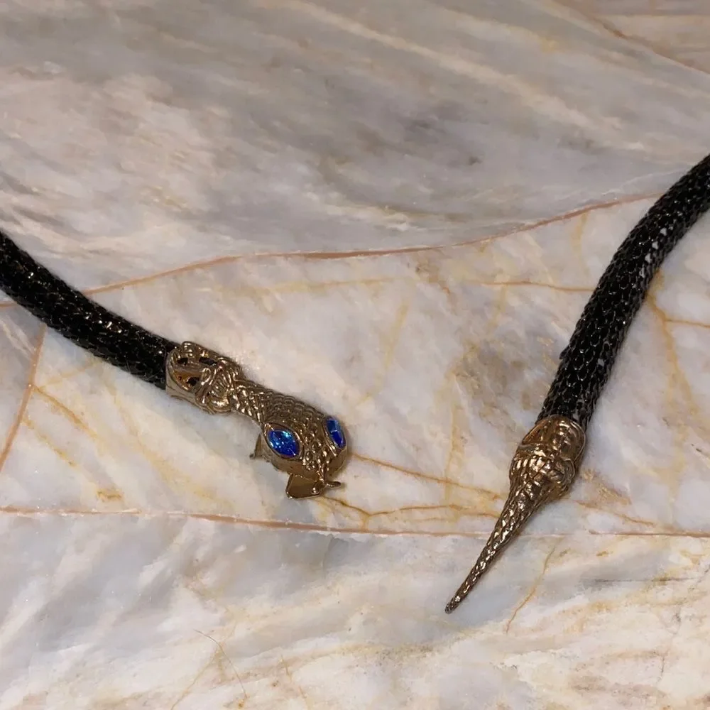 Reptile-Themed Black and Gold Necklace‎ or Belt
